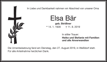 Traueranzeige von Elsa Baerq von Frankenpost