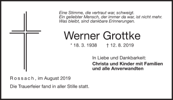 Traueranzeige von Werner Grottke von Neue Presse Coburg