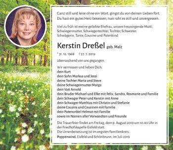 Traueranzeige von Kerstin Dreßel von Südthüringer Presse