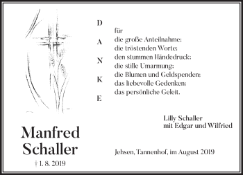 Traueranzeige von Manfred Schaller von Frankenpost