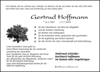 Traueranzeige von Gertrud Hoffmann von Neue Presse Coburg