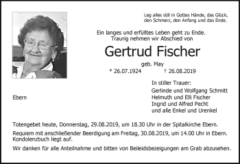 Traueranzeige von Gertrud Fischer von Neue Presse Coburg