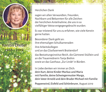 Traueranzeige von Kerstin Dreßel von Südthüringer Presse