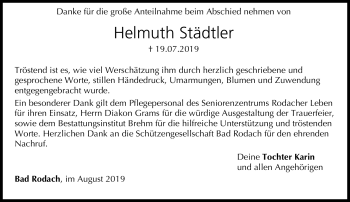 Traueranzeige von Helmut Städtler von Neue Presse Coburg