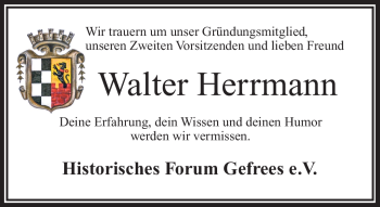 Traueranzeige von Walter Herrmann von Frankenpost