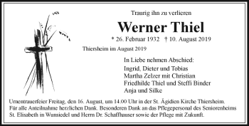 Traueranzeige von Werner Thiel von Frankenpost
