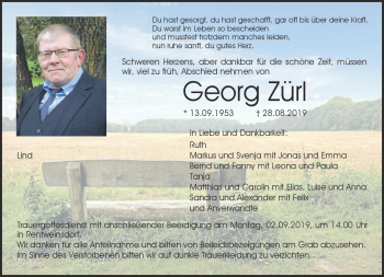 Traueranzeige von Georg Zürl von Neue Presse Coburg