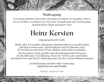 Traueranzeige von Heinz Kersten von Südthüringer Presse