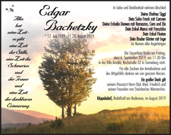 Traueranzeige von Edgar Bachetzky von Südthüringer Presse