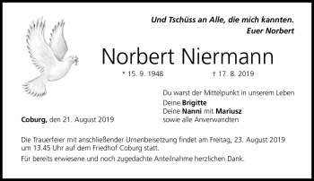 Traueranzeige von Norbert Niermann von Neue Presse Coburg