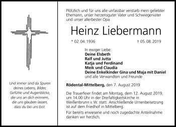 Traueranzeige von Heinz Liebermann von Neue Presse Coburg