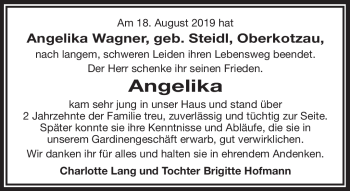 Traueranzeige von Angelika Wagner von Frankenpost