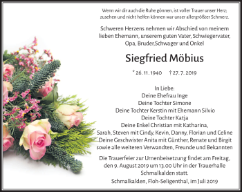 Traueranzeige von Siegfried Möbius von Südthüringer Presse