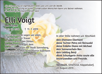 Traueranzeige von Elli Voigt von Südthüringer Presse
