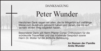 Traueranzeige von Peter Wunder von Neue Presse Coburg