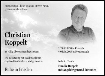 Traueranzeige von Christian Roppelt von Neue Presse Coburg