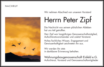 Traueranzeige von Peter Zipf von Südthüringer Presse