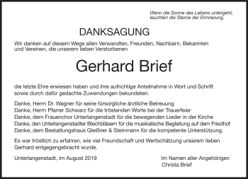 Traueranzeige von Gerhard Brief von Neue Presse Coburg