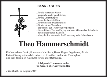 Traueranzeige von Theo Hammerschmidt von Südthüringer Presse