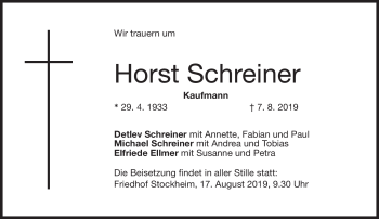Traueranzeige von Horst Schreiner von Neue Presse Coburg