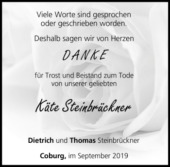 Traueranzeige von Käte Steinbrücker von Neue Presse Coburg