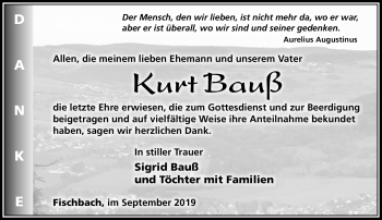 Traueranzeige von Kurt Bauß von Südthüringer Presse