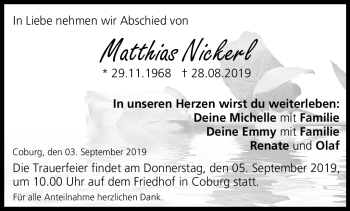 Traueranzeige von Matthias Nickerl von Neue Presse Coburg