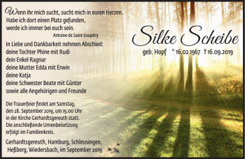 Traueranzeige von Silke Scheibe von Südthüringer Presse