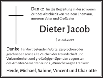 Traueranzeige von Dieter Jacob von Neue Presse Coburg