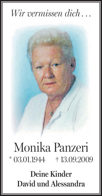 Traueranzeige von Monika Panzeri von Neue Presse Coburg