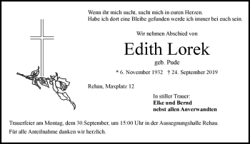 Traueranzeige von Edith Lorek von Frankenpost