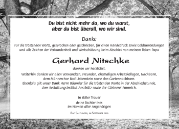 Traueranzeige von Gerhard Nitschke von Südthüringer Presse