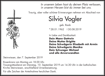 Traueranzeige von Silvia Vogler von Neue Presse Coburg