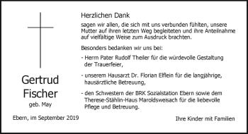 Traueranzeige von Gertrud Fischer von Neue Presse Coburg