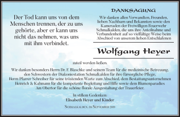 Traueranzeige von Wolfgang Hoyer von Südthüringer Presse