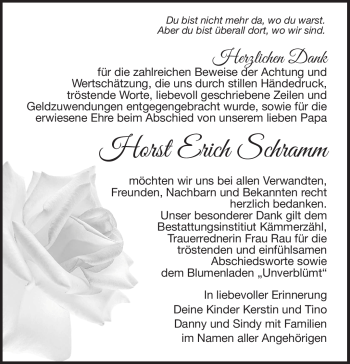 Traueranzeige von Horst Erich Schramm von Südthüringer Presse