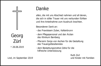 Traueranzeige von Georg Zürl von Neue Presse Coburg