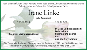 Traueranzeige von Irene Linke von Neue Presse Coburg
