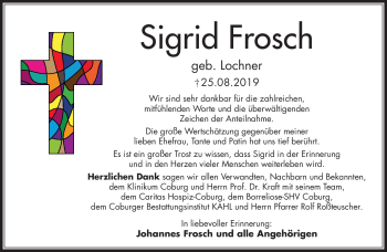 Traueranzeige von Sigrid Frosch von Neue Presse Coburg