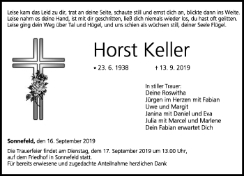 Traueranzeige von Horst Keller von Neue Presse Coburg