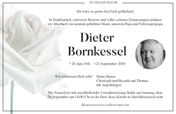 Traueranzeige von Dieter Bornkessel von Neue Presse Coburg