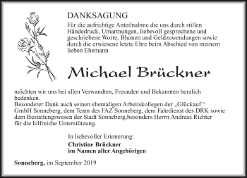 Traueranzeige von Michael Brückner von Südthüringer Presse
