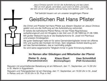 Traueranzeige von Hans Pfister von Frankenpost