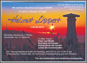 Traueranzeige von Helmut Lippert von Frankenpost