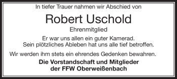 Traueranzeige von Robert Uschold von Frankenpost