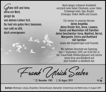 Traueranzeige von Ulrich Seeber von Südthüringer Presse