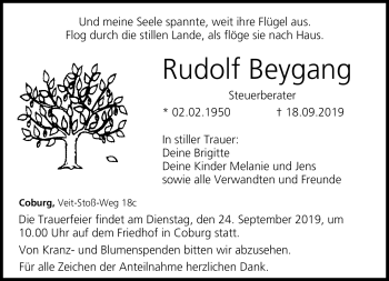 Traueranzeige von Rudolf Beygang von Neue Presse Coburg