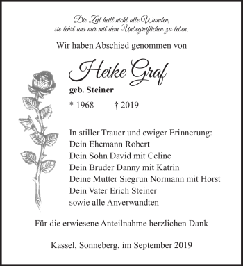 Traueranzeige von Heike Graf von Südthüringer Presse