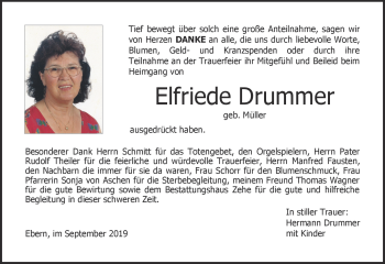 Traueranzeige von Elfriede Drummer von Neue Presse Coburg