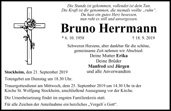 Traueranzeige von Bruno Herrmann von Neue Presse Coburg